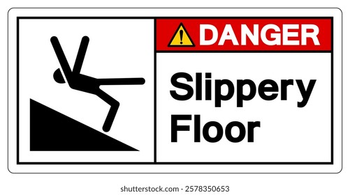 Danger Slippery Floor Symbol Sign,Vector Illustration, Isolate On White Background Label. EPS10