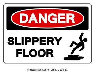 Danger Slippery Floor Symbol Sign,Vector Illustration, Isolate On White Background Label. EPS10