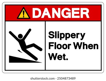 Danger Slippery Floor When Wet Symbol Sign,Vector Illustration, Isolate On White Background Label. EPS10