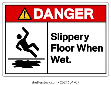 Danger Slippery Floor When Wet Symbol Sign,Vector Illustration, Isolate On White Background Label. EPS10