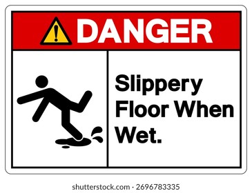 Danger Slippery Floor When Wet Symbol Sign,Vector Illustration, Isolate On White Background Label. EPS10