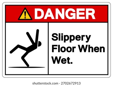 Danger Slippery Floor When Wet Symbol Sign,Vector Illustration, Isolate On White Background Label. EPS10