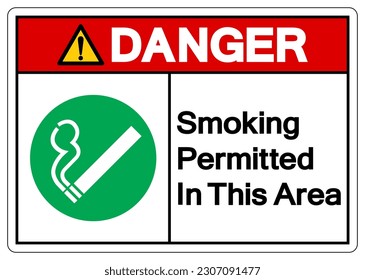 Danger Smoking Permitted In This Area Symbol Sign ,Vector Illustration, Isolate On White Background Label. EPS10