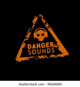 Danger sound vector rubber stamp