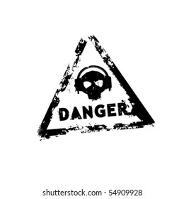 Danger sound vector rubber stamp