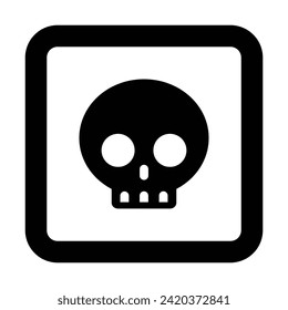 danger square shapes skull warning sign of caution hazard traffic toxic poison icon symbol vector flat badges emblems design for website mobile isolated on white Background