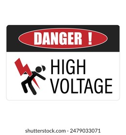 Danger sticker sign of worker struck by electricity, electrical hazard, high voltage safety label