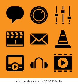 danger, stop, mechanism, blackboard, player and digital icon vector set. Flat vector design with filled icons. Designed for web and software interfaces