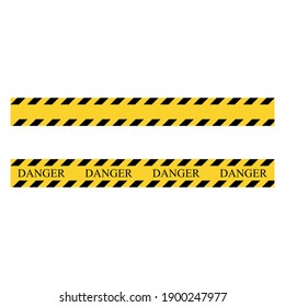 Danger stripe. Yellow and black set stripes. Barricade construction tape. Vector illustration isolated on white background