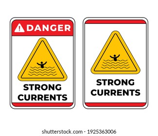 Danger Strong Currents Sign Vector. Water Safety Symbol Vector Icon, Easy To Use And Print Design Templates