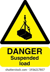 Danger suspended load sign board with symbol