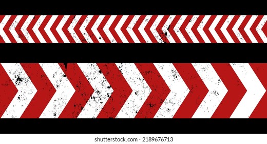 danger symbol, arrows, red lines with black and triangle sign. Flat banner isolated. vector illustration.