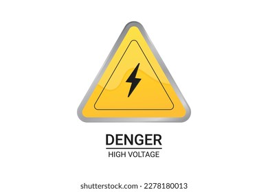 Danger symbol with High voltage sign And bolt warning triangular yellow sign Vector Element.
