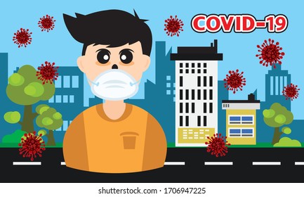 Danger symbol  illustration of Novel Coronavirus (2019-nCoV). Virus Covid 19-NCP.