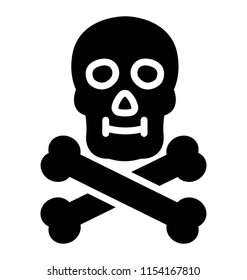 
Danger symbol with skull and bones notifying a shape of jolly roger 
