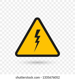 Danger symbol. Triangle on transparent background. Warning sign High voltage, danger. Vector illustration