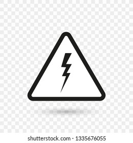Danger symbol. Triangle on transparent background. Warning sign High voltage, danger. Vector illustration