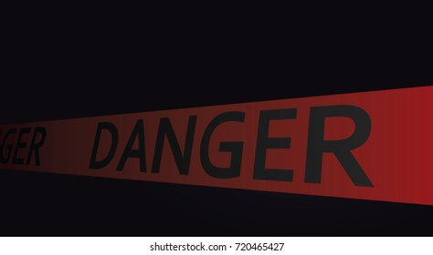 Danger tape in dark background. vector illustration