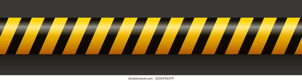 Danger tape. Seamless ribbon with black and yellow stripes. Vector clipart.