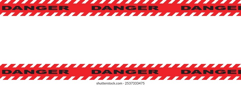 Danger tape. Yellow tape with black text danger  for industrial safety, road, construction, hazard area.  isolated on white background. Vector illustration. EPS 10