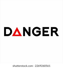 Danger text design with danger sign triangle symbol.