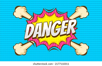 Danger text expression in comic style background