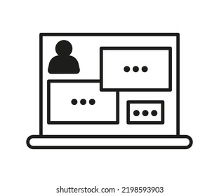 Danger Theft Personal Data And Password On Computer, Online Scam Of Hacker, Line Icon. Cheating On Internet, Covert Crime Swindler. Social Media Fraud Of Thief, Stealing. Vector Outline Illustration