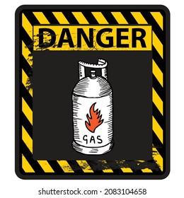 Danger, there is gas and it can explode, sticker vector