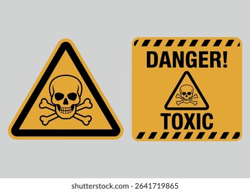 Danger Toxic Vector Sign – Skull and Crossbones Hazard Label for Chemical Safety and Industrial Use