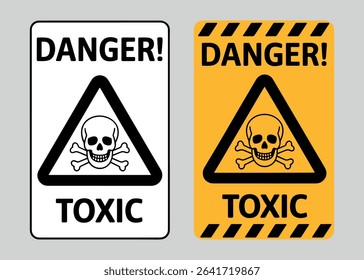 Danger Toxic Vector Sign – Skull and Crossbones Hazard Label for Chemical Safety and Industrial Use