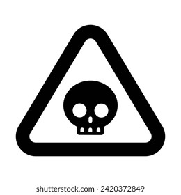 danger triangle shapes skull warning sign of caution hazard traffic toxic poison icon symbol vector flat design for badges emblems website mobile isolated on white Background