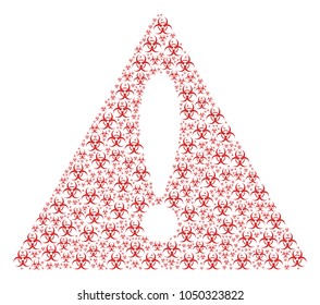 Danger Triangle Sign composition organized of biohazard design elements. Vector biohazard items are organized into conceptual caution triangle sign illustration.