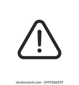 Danger triangle sign outlined black variation isolated on white background. Vector icons in flat style