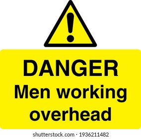 Danger triangle symbol men working overhead sign board