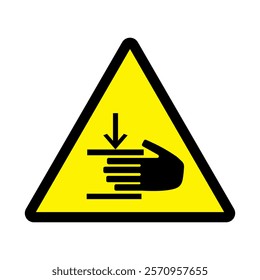 danger triangle yellow background sign danger of pinching the hand between moving parts