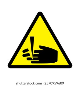 danger triangle yellow background sign danger of cutting off fingers