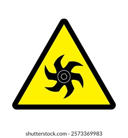 danger triangle yellow background sign danger of cutting off fingers with a circular saw