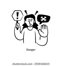 Danger vector outline style Design Vector Stock illustration. 