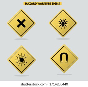 Danger vector sign set isolated on grey background. Hazard warning sign set