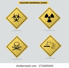 Danger vector sign set isolated on grey background. Hazard warning sign set