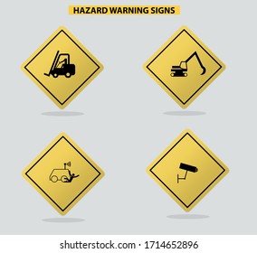 Danger vector sign set isolated on grey background. Hazard warning sign set