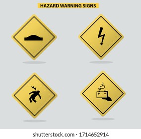 Danger vector sign set isolated on grey background. Hazard warning sign set