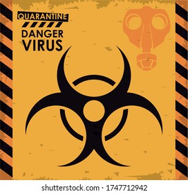 danger virus poster with biohazard symbol vector illustration design