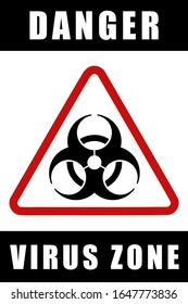 Danger virus zone. Biohazard vector symbol. Biological hazard warning sign.