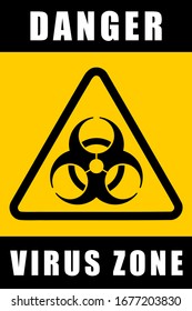 Danger virus zone. Biohazard vector symbol. Biological hazard warning sign.