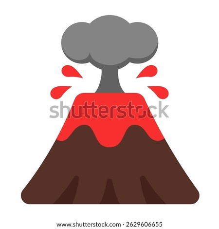 Danger Volcano icon represent Eruption Disaster Magma Lava Exploding. Flat Design Vector illustration.