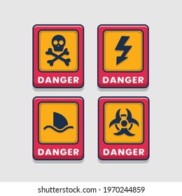 danger warning attention icons vector cartoon