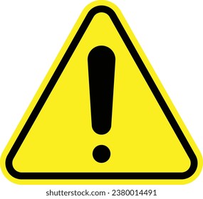 Danger warning attention sign with exclamation mark symbol and yellow background
