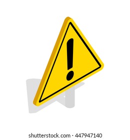 Danger Warning Attention Sign Icon In Isometric 3d Style Isolated On White Background