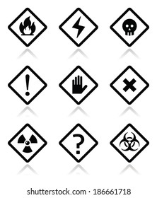 Danger, warning, attention square icons set 